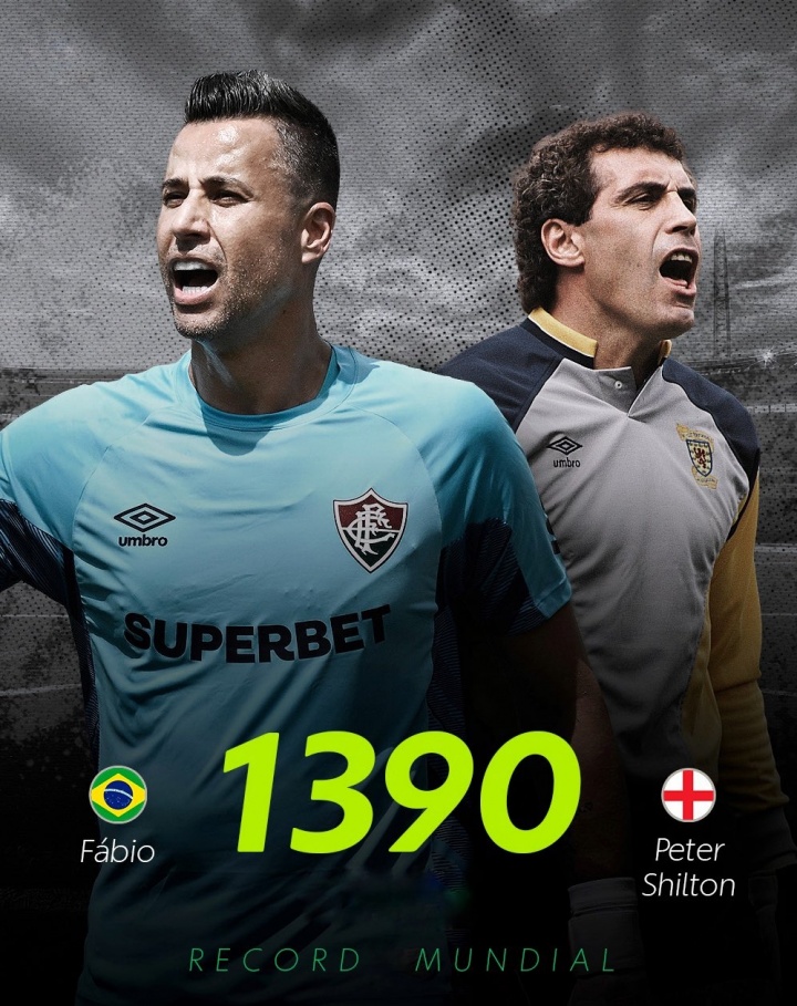 开云注册网址-44岁巴西门将法比奥出场1390次追平世界纪录！C罗1282场排名第三